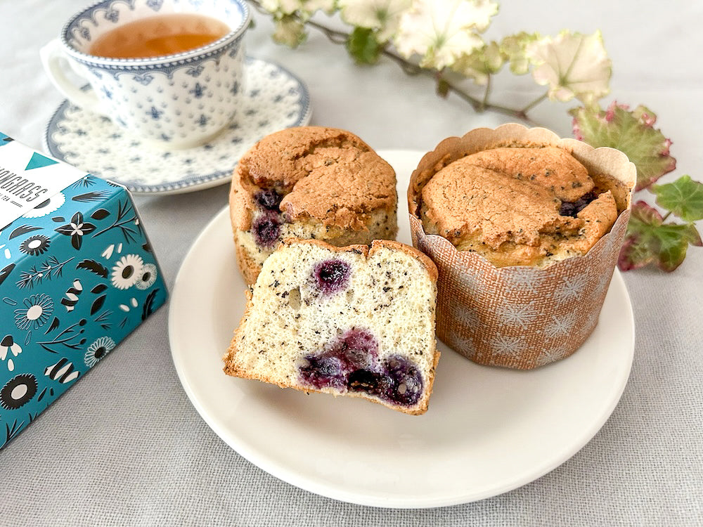 【ブルーベリーと紅茶のカップシフォンケーキ】簡単ふわふわ！レシピ